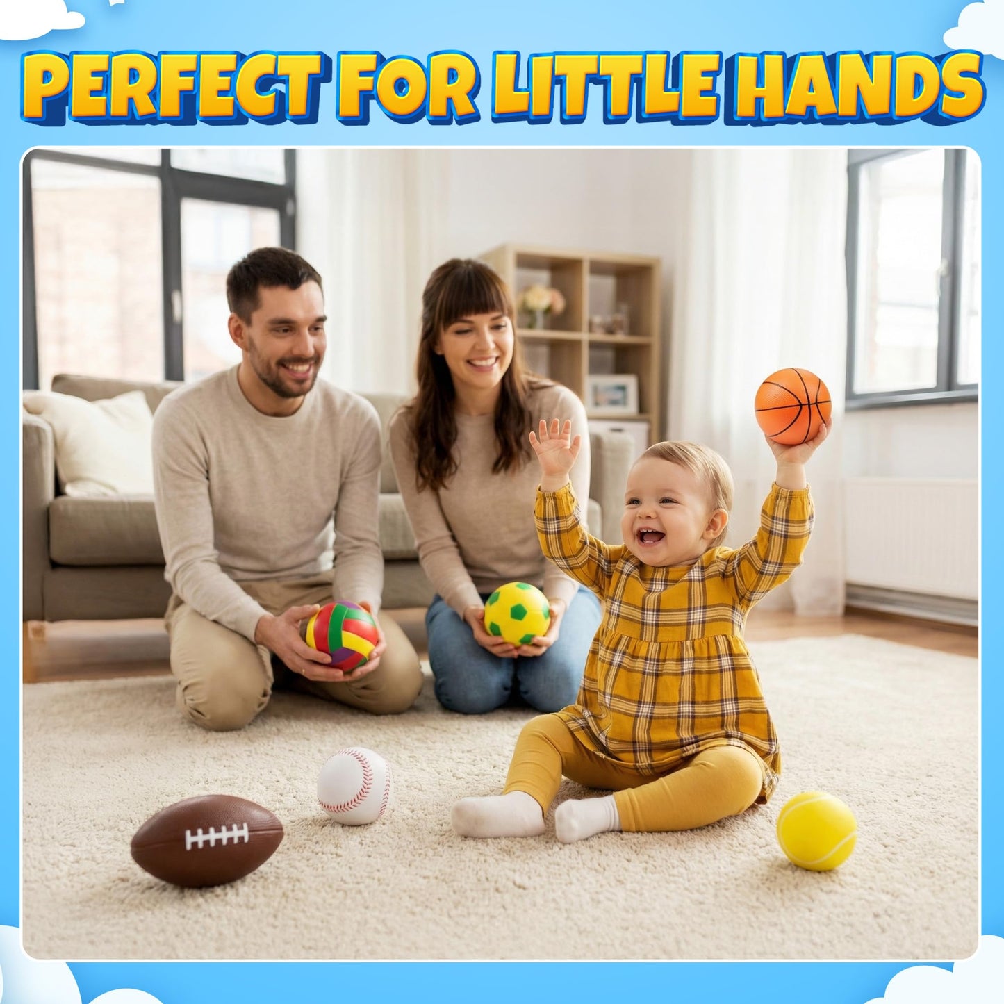 KiddieLoot Sports Balls for Toddlers 1-3, 6 Piece Soft Sports Balls with Soccer, Basketball, Football, Baseball, Tennis & Volleyball - Toddler Boys & Girls Ball Toy Gift