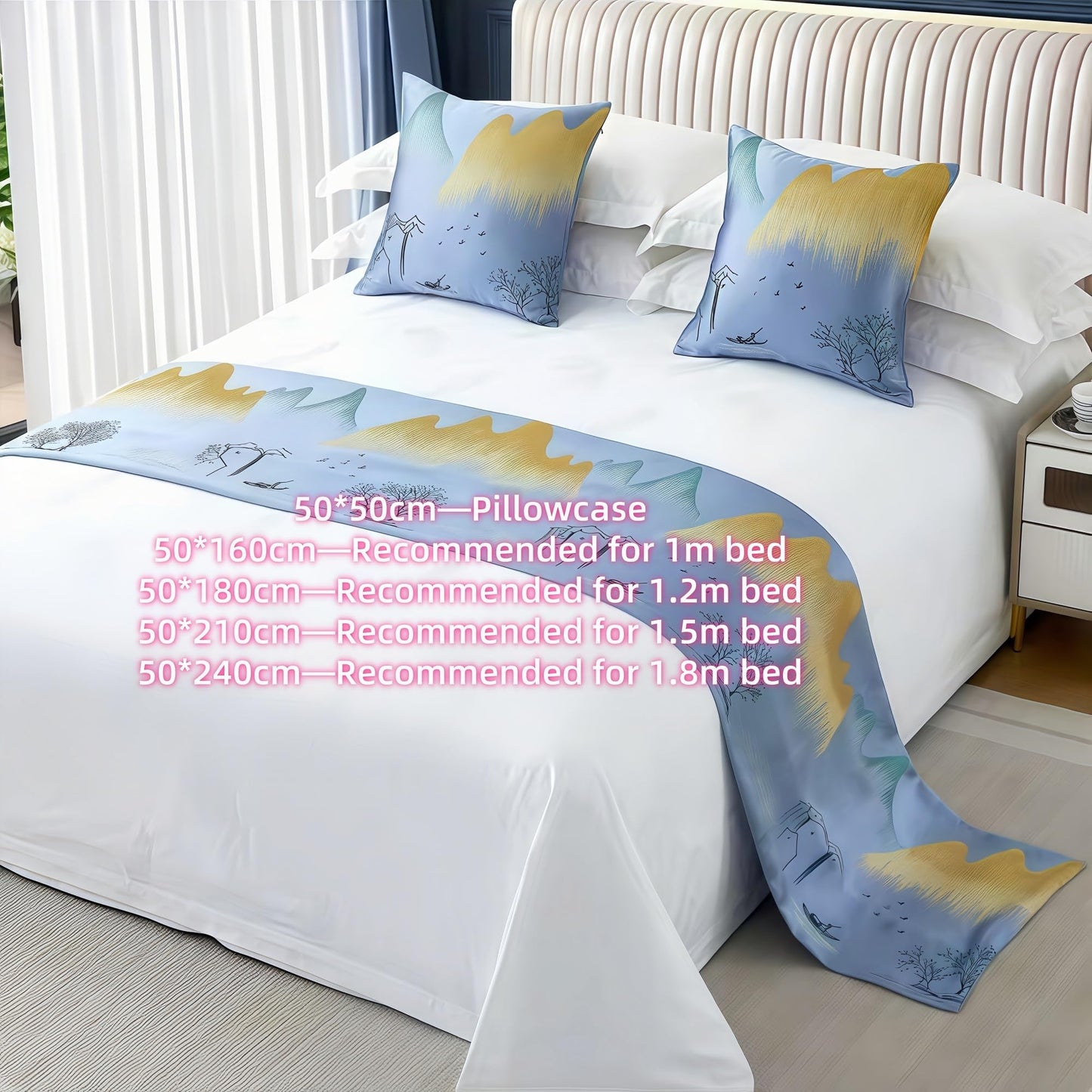Taqargzy Decorative Bed Throws,Polyester Bed Runner,Breathable ,Quilted Bed Runner,Modern Style Bed Scarves ,Bed Runner Scarf,Luxury Bed Runner,for Bedroom Home Guesthouse Farmhouse(P,50 * 240cm)