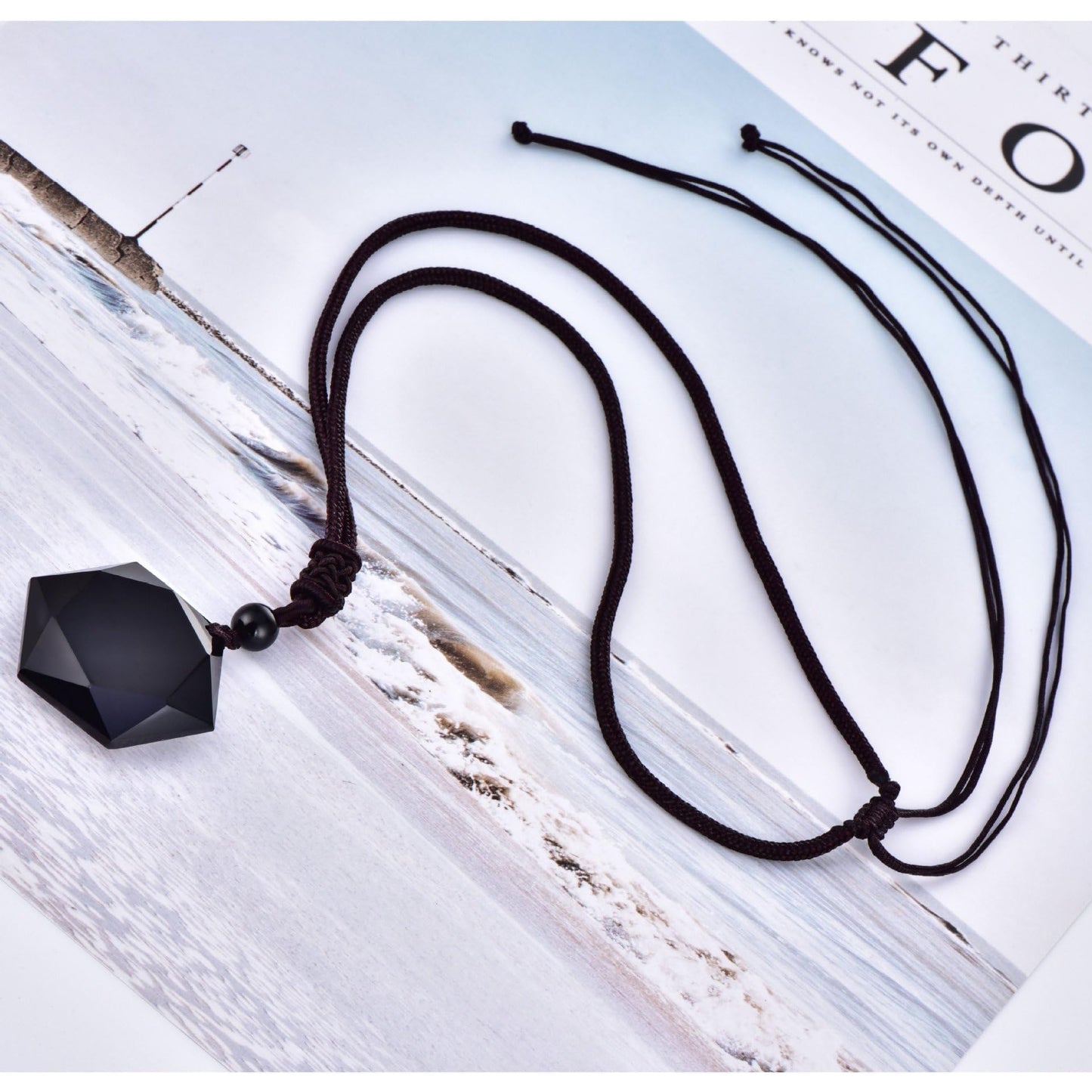 eMeition Black Obsidian Necklace Men Hexagram Natural Stone Crystal Pendant for Women Protection Premium Talisman Necklaces Couples Gift (Obsidian Necklace & Bracelet)