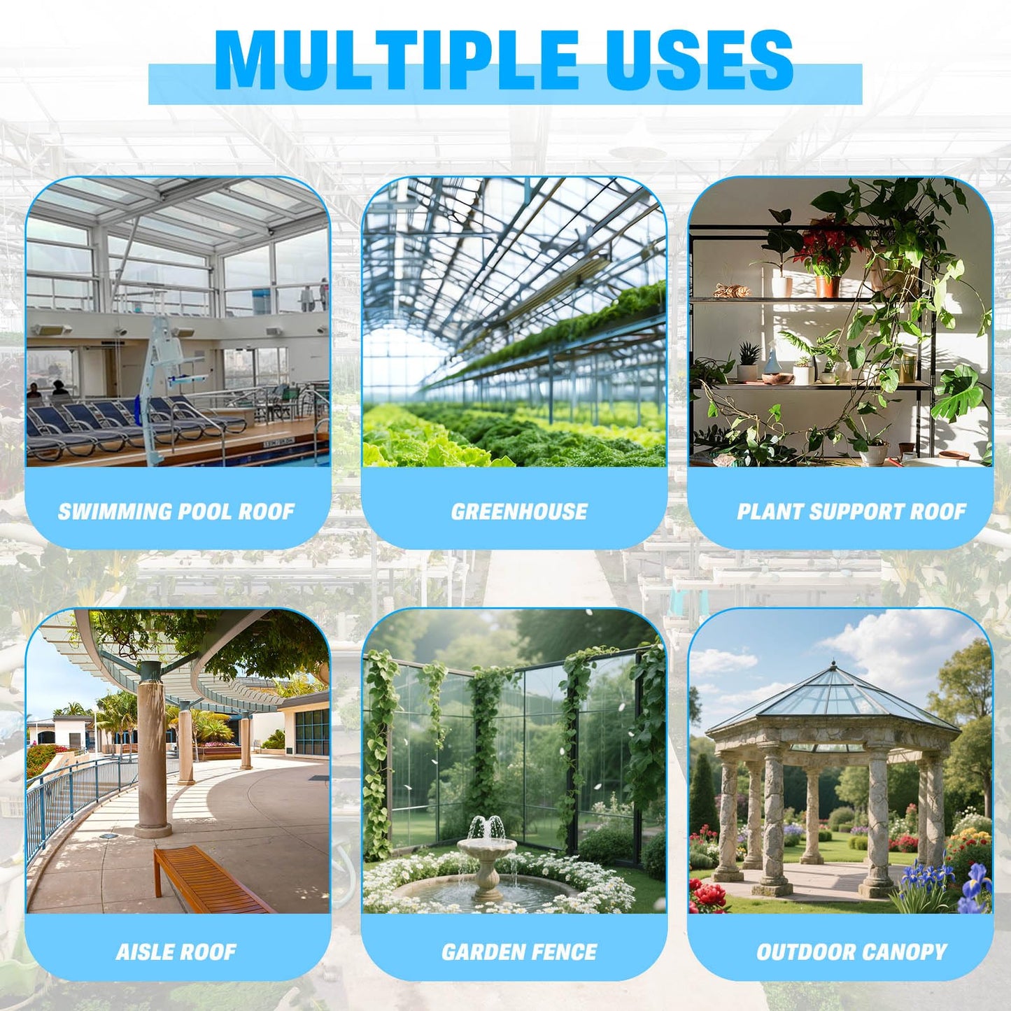 14 Pack Polycarbonate Greenhouse Panels, 4' x 2' x 0.16" Twin-Wall Polycarbonate Sheets for All Weather Greenhouse Covering, Excellent Light Transmission & Weather Resistance for Optimal Plant Growth