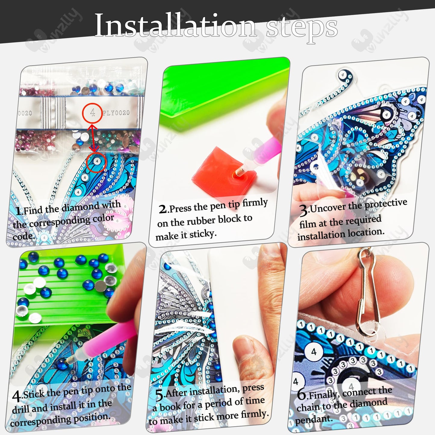 Yunzlly DIY Hanging Diamond Art Pendant Kit, Special Crystal Double Sided Diamonds Painting Ornament Kit for Adults, Acrylic Gem Painting Board for Window&Door&Wall (Dragonfly)