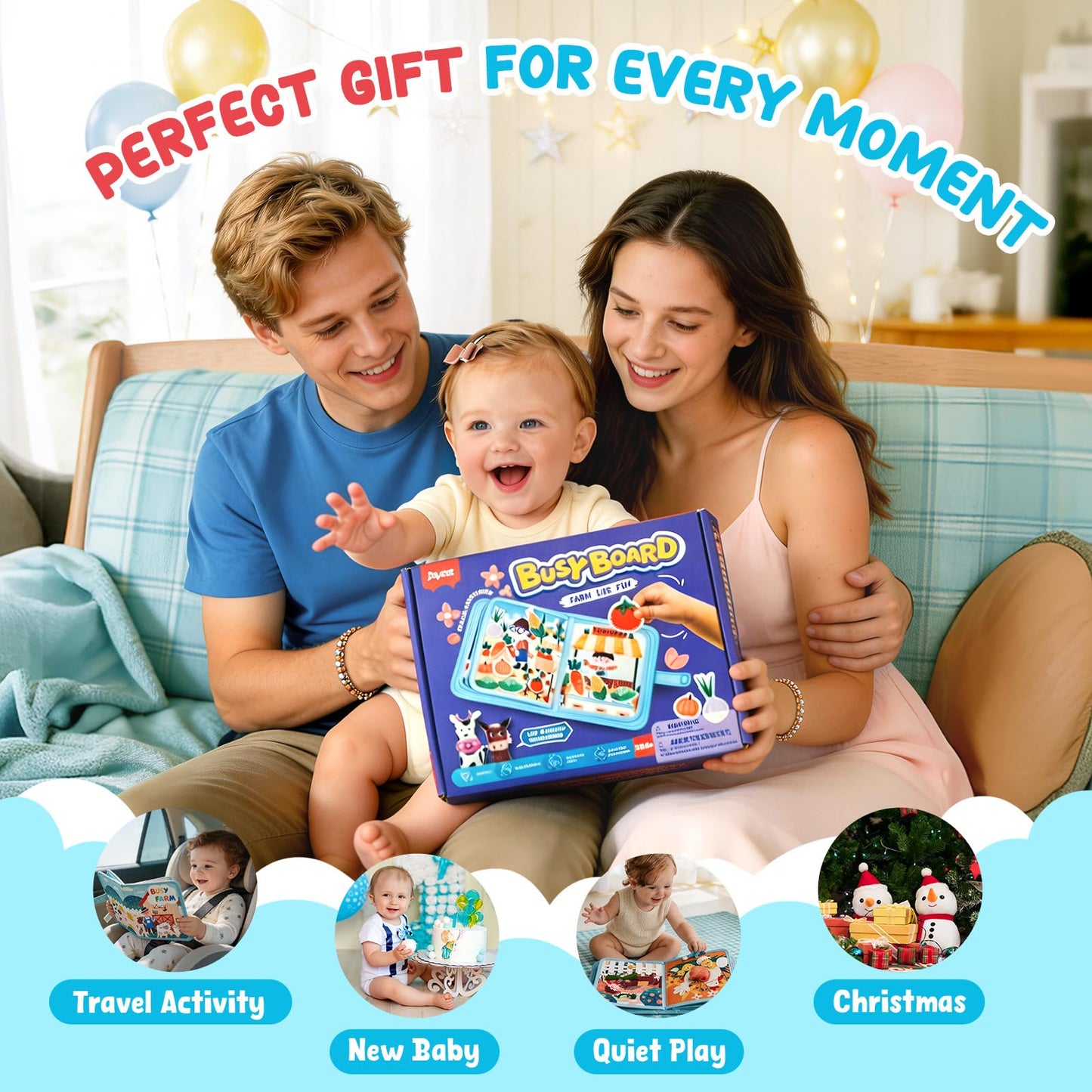 JoyCat Farm Busy Book for Toddlers 1-3, 21-in-1 Montessori Toy, Busy Travel Quiet Book, Birthday Gift for 1-3 Year Old