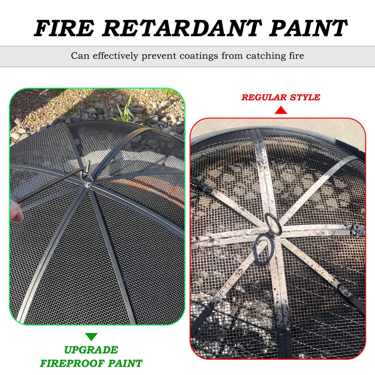 Fire Pit Spark Screen, 40 Inch Diameter Fire Pit Screen with Handle & Poker,Heavy Duty Metal Mesh Fire Pit Screen,Fire Pit Lid for Outdoor/Beach/RV Camping/Backyard