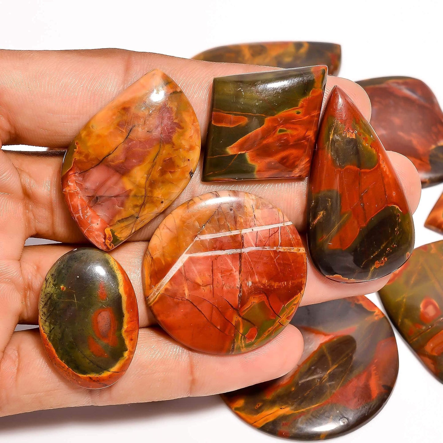 GEMKORA 90 to100 carats Natural Cherry Creek Jasper Gemstones Wholesale Cabochons Lot, Jewelry Making Loose Gemstone, Polished Gems, DIY Wire Wrapping, Reiki, Healing Crystals, Bulk Gemstone 2 to 3pcs