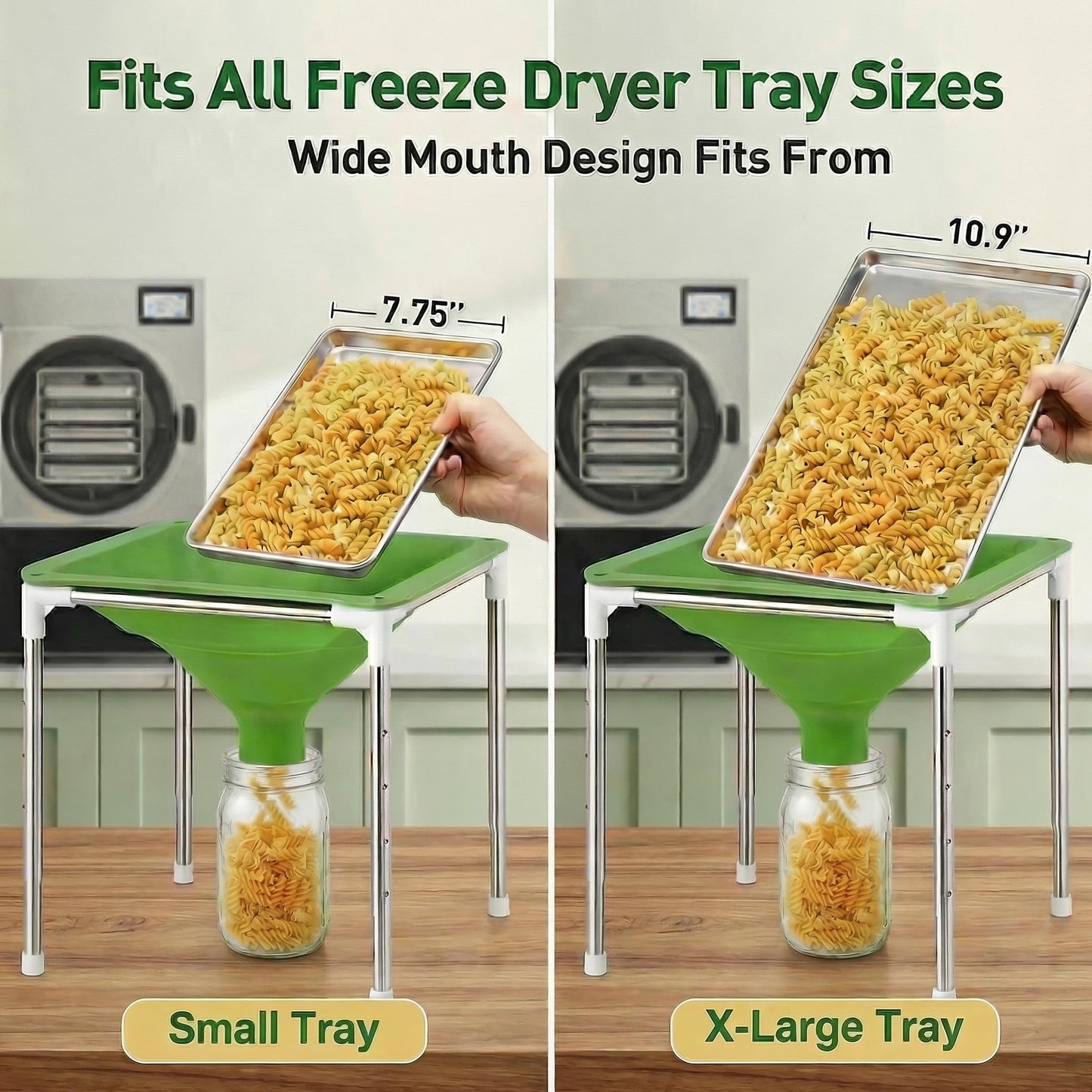 Harvest Right Freeze Dryer Funnel, Collapsible with Stand, Extra Wide Mouth Food Grade Silicone, Mess-Free Food Transfer, Fits All Freeze Dryer Trays