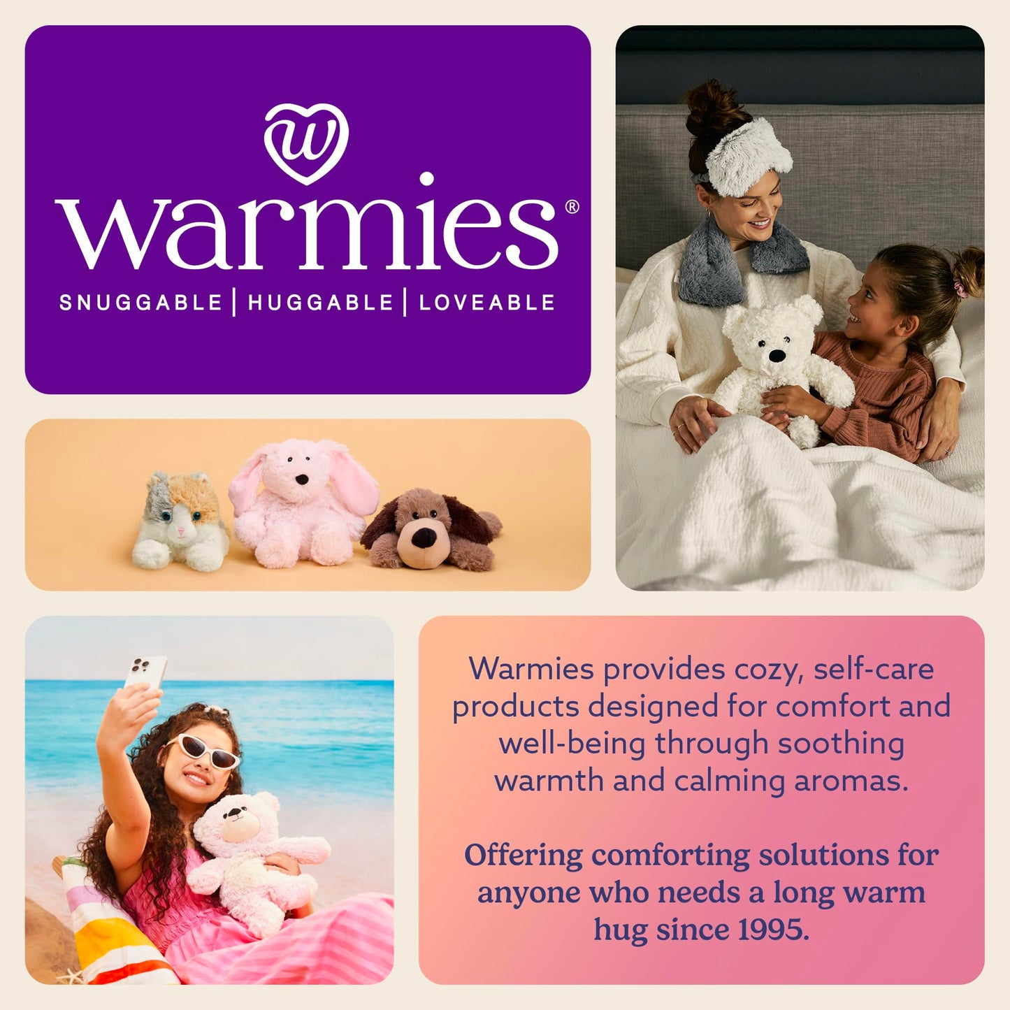 warmies Microwavable & Weighted Stuffed Animals, Elephant - Heated Stuffed Animal Plushie for Warmth & Comfort - Cute Soft Plush Toys for Adults & Children (Boys, Girls, Babies & Toddlers)