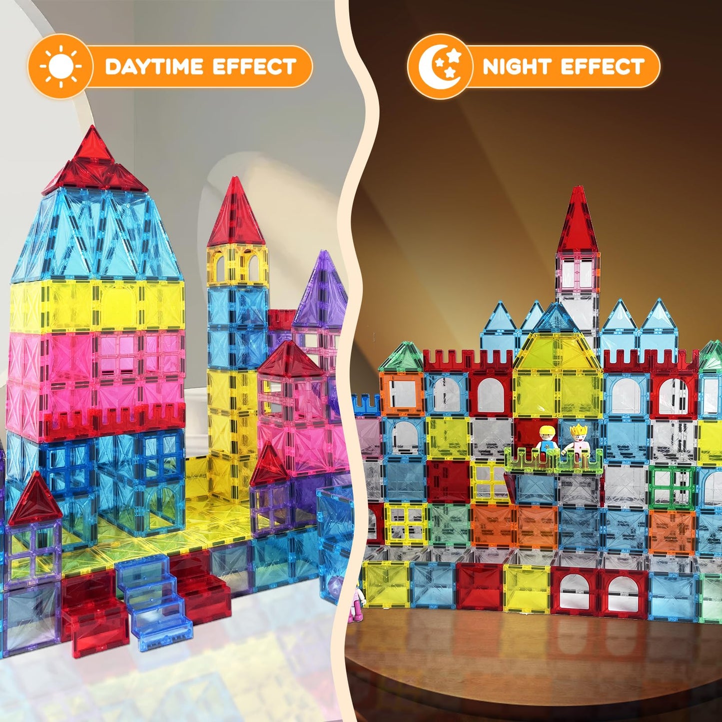 Paaxido Magnetic Tiles, 130PCS Magnetic Blocks Set with 2 Cars, 4D Diamond Magnet Building Blocks, STEM Preschool Educational Magnet Toys Gift for Kids, Boys and Girls 3 4 5 6 7 8+ Year Old