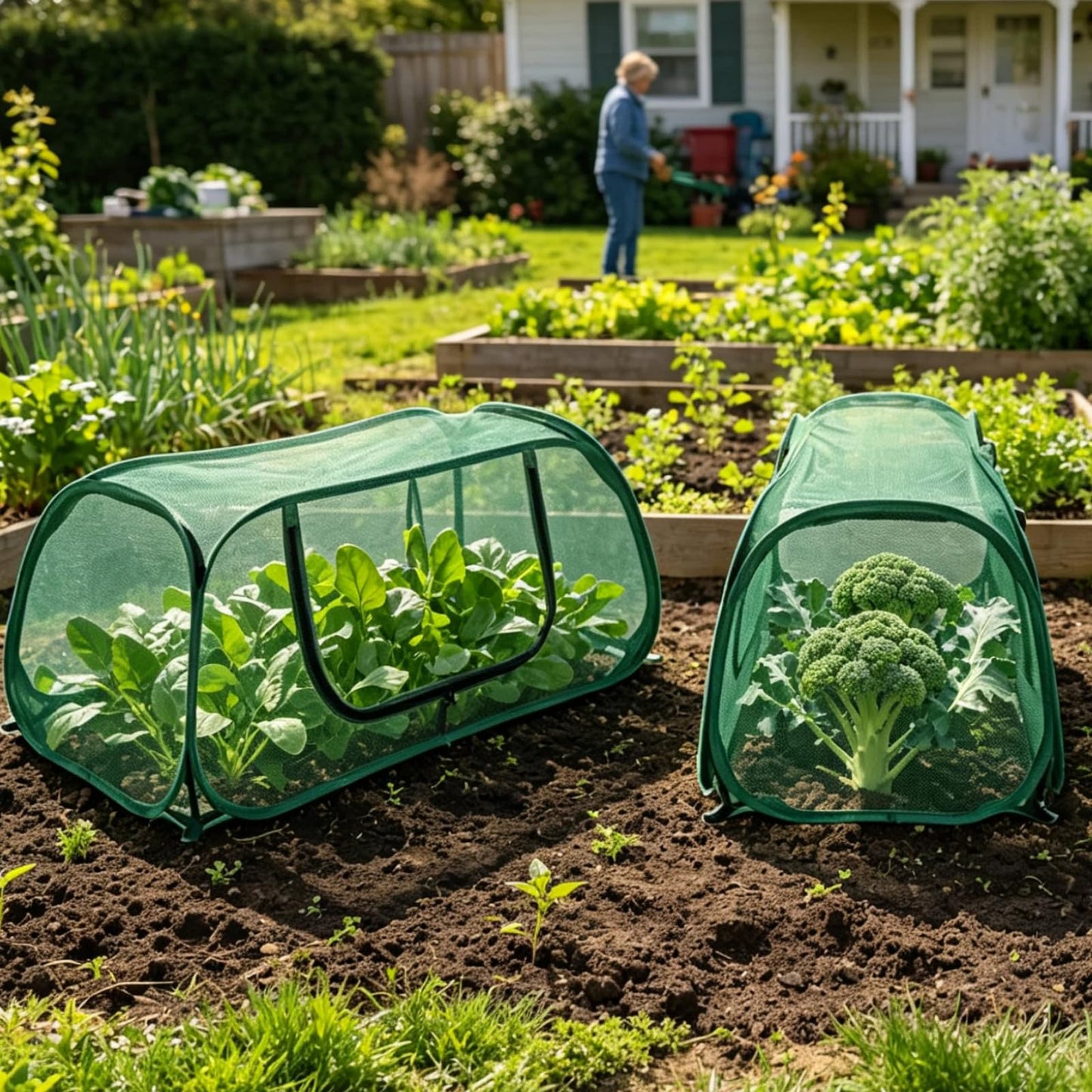 1Pack Raised Garden Bed Covers(45"X22"X18"), Pop Up Mesh Plant & Vegetable Cover,30% Sunblock Plant Shade Tent, Outdoor Planter Protection, Sun & Insect Guard