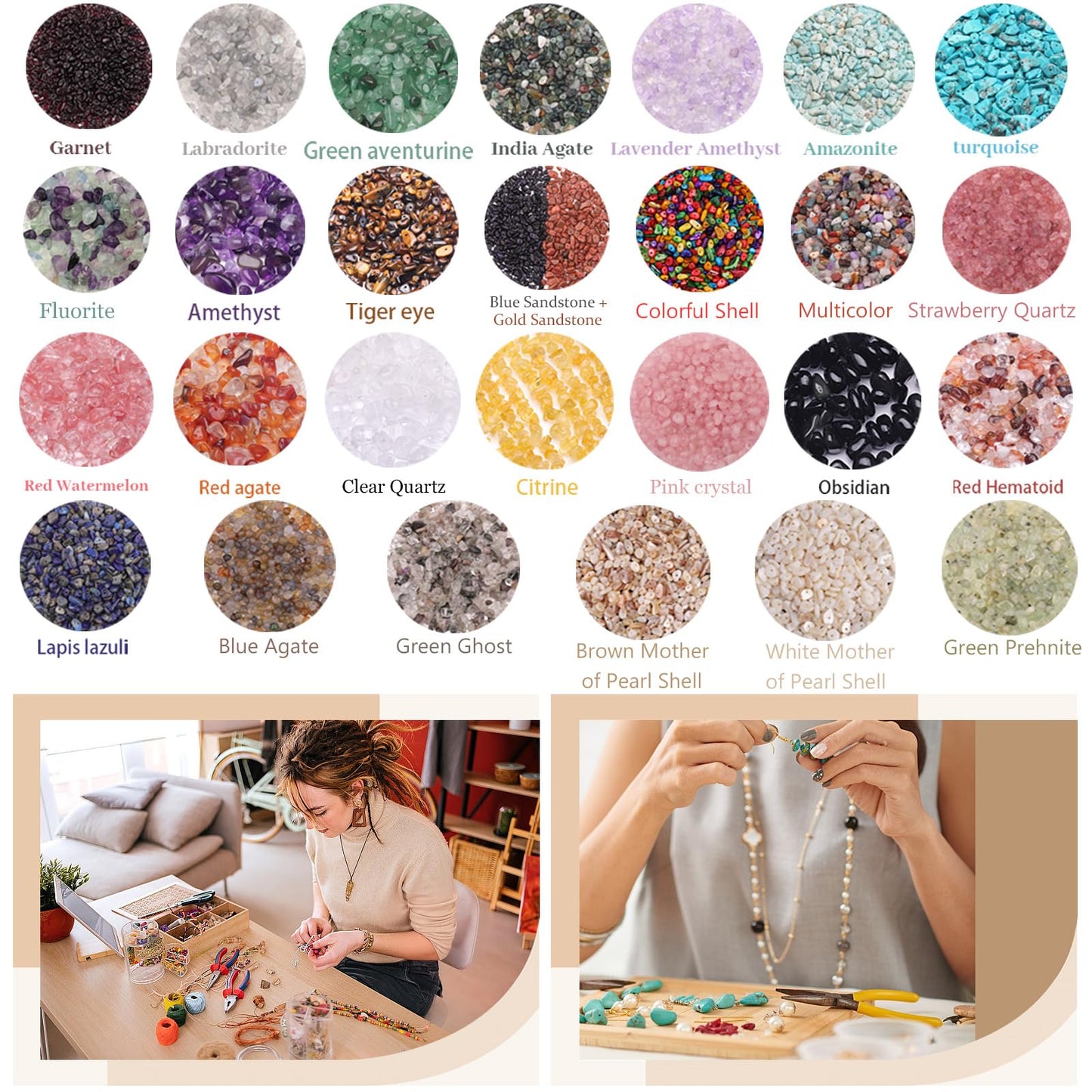 400pcs Natural Chip Stone Beads for Jewelry Making Garnet 5-8mm Irregular Gemstones Healing Crystal Loose Rocks Bead Hole Drilled for Ring Earrings Necklace Bracelet Making DIY Art Crafts