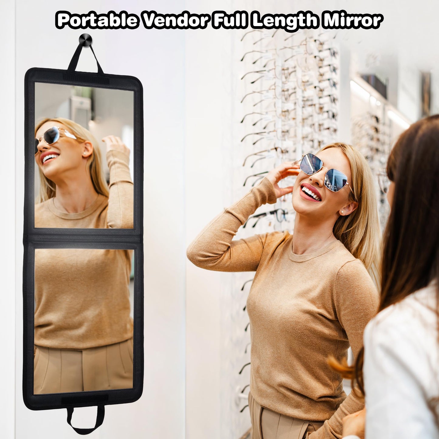 LPHUMEX Foldable Full Length Dance Mirror β 33β Portable Shatterproof Hanging Mirror, Folding Full Length Travel Mirror for Dancing, Camping, RV