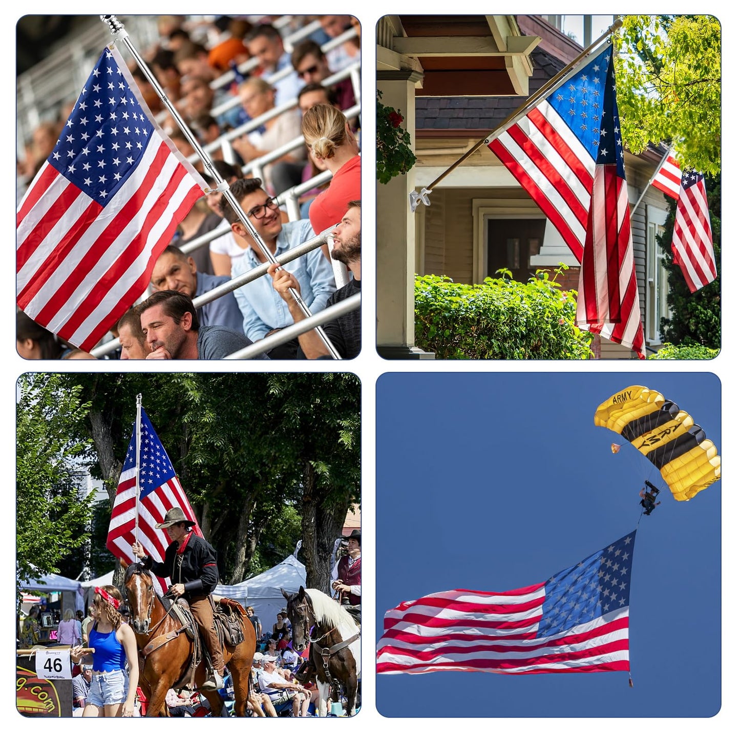 5 FT Flag Pole kit and American Flag 3x5ft with Pole Kit for Outside, Heavy Duty Flag Pole 5FT with 3x5ft American Flag, Stainless Steel Aluminum Multi-Position Flag Pole with Bracket Holder (silver)
