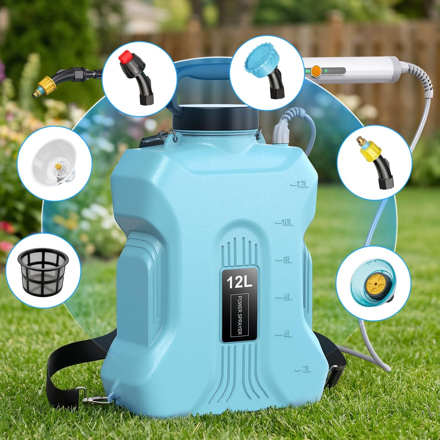 Backpack Sprayer,Sprayers in Lawn and Garden,Battery Powered Sprayer 3.5 Gallon,Telescopic Wand,5 Nozzles,Electric Sprayer with USB Rechargeable Handle,Portable Water Sprayer 12L