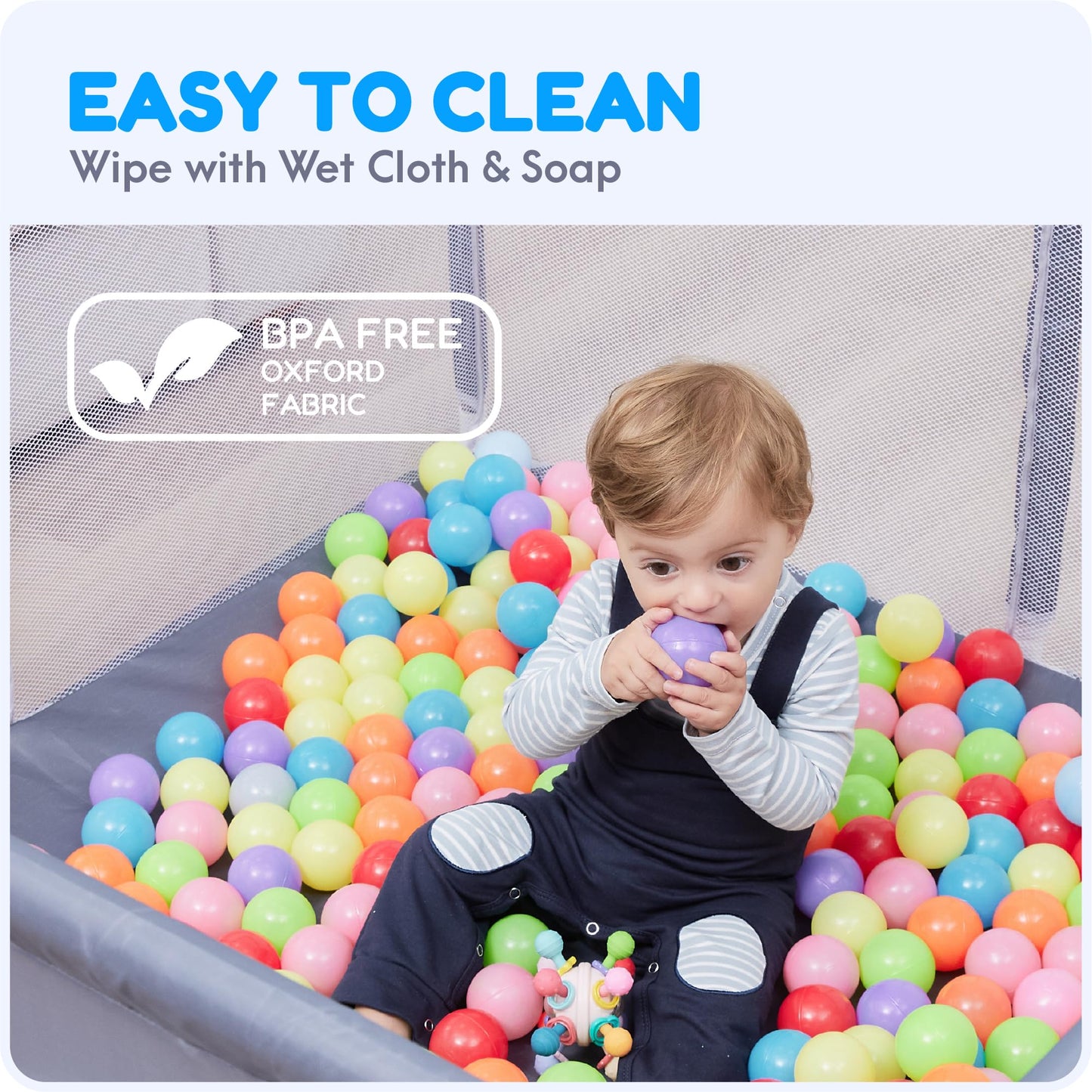 Orian Baby Playpen 50x50 Large Play Yard for Babies and Toddlers, Indoor Outdoor Playpen, Sturdy Baby Play Pen with Mesh Sides, Safe Baby Fence Play Area, Assembly Required/Not Portable, w Storage Bag