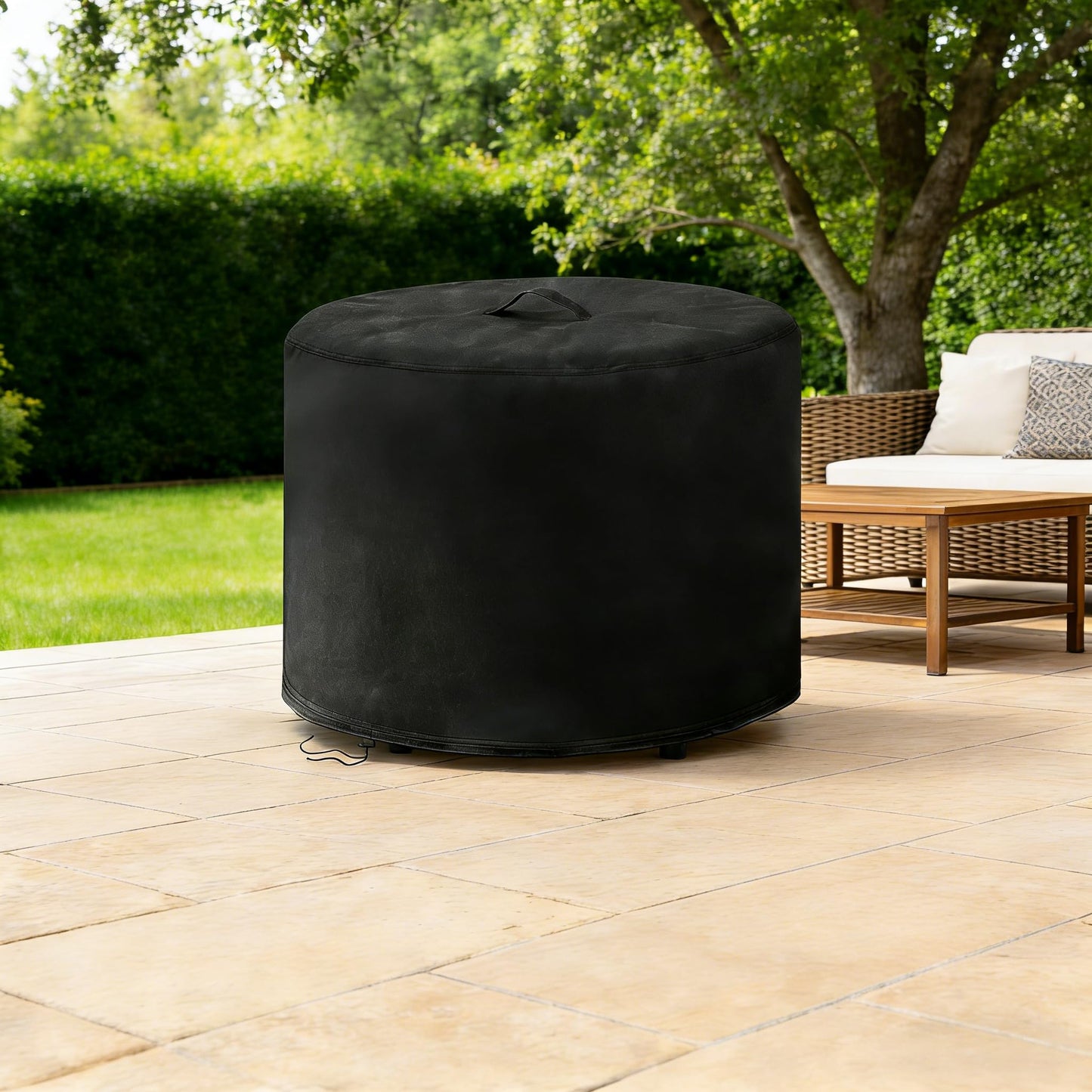 POMER Fire Pit Cover,30inch Round Fire Pit Cover for BALI OUTDOORS Gas Firepit Table Waterproof Propane Gas Fire Pit Column Cover - 30" D x 25" H