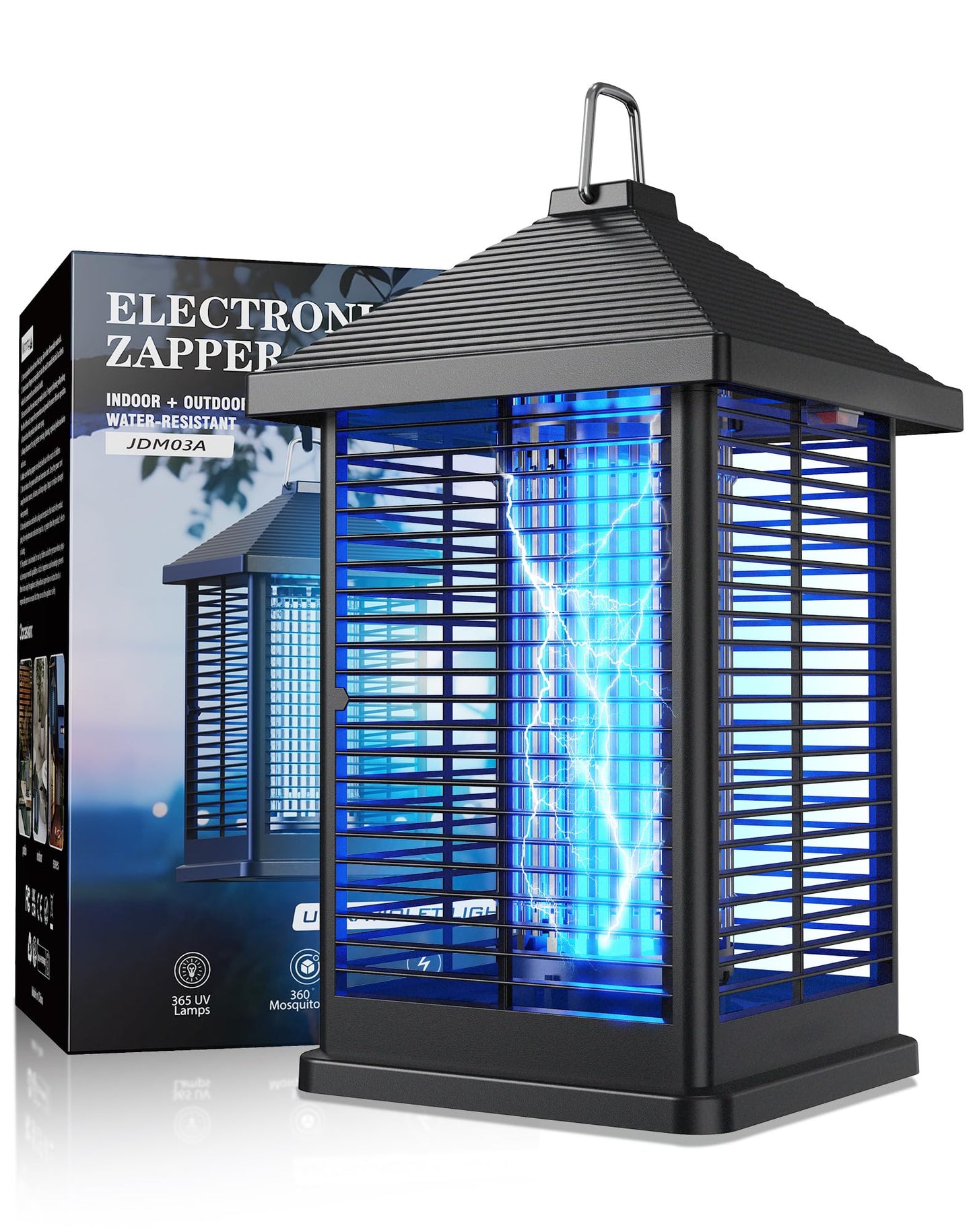 REOGLE Bug Zapper Indoor & Outdoor with Auto Smart Light Sensor, 4000V Electric Mosquito Zapper, Insect Fly Trapper, Covers 2100 sq ft, IPX4 Waterproof Mosquito Lamp for Patio, Garage, Backyard, Porch
