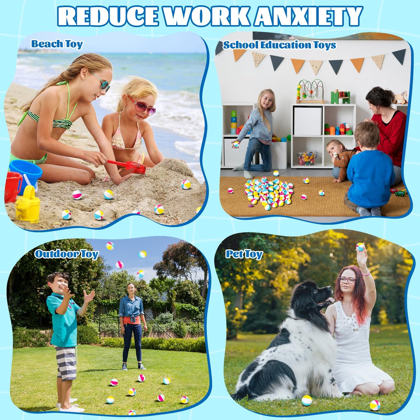 96 Pcs Beach Stress Balls Bulk 2" Mini Relief Stress Ball Pu Foam Squeezy Balls Summer Swimming Pool Game Toy Rainbow Beach Ball for Hawaiian Beach Birthday Party Favor School Carnival Reward