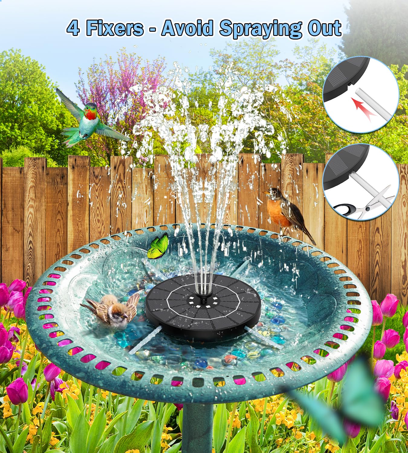 SZMP Solar Water Fountain, 2026 Upgrade 3.5W Solar Bird Bath Fountain Pump with Color LED Lights, 7 Nozzles & 4 Fixed Rods for Garden, Patio, Pond, Pool, Fish Tank, Outdoor Water Feature