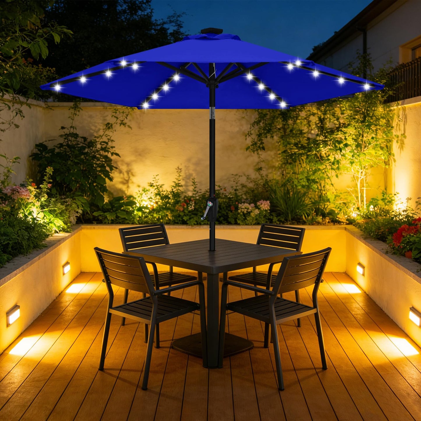 ABCCANOPY Durable Solar Led Patio Umbrellas with 24LED Lights 7.5FT (Royal Blue)