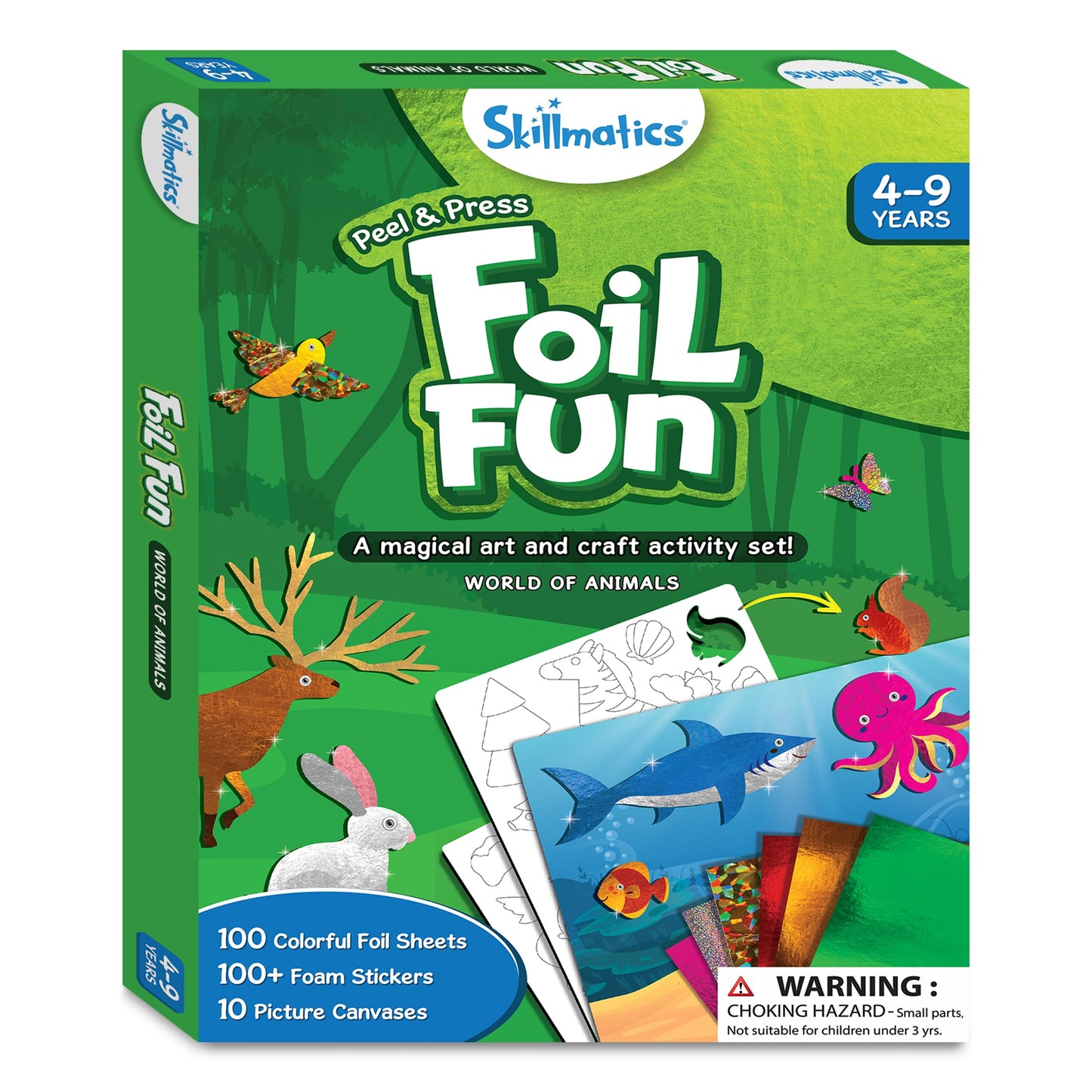 Skillmatics Foil Fun - Animals, No Mess Art for Kids, Travel Toys, Craft Kits, DIY Creative Activity, Screen-Free Entertainment, Gifts for Boys & Girls Ages 4, 5, 6, 7, 8, 9