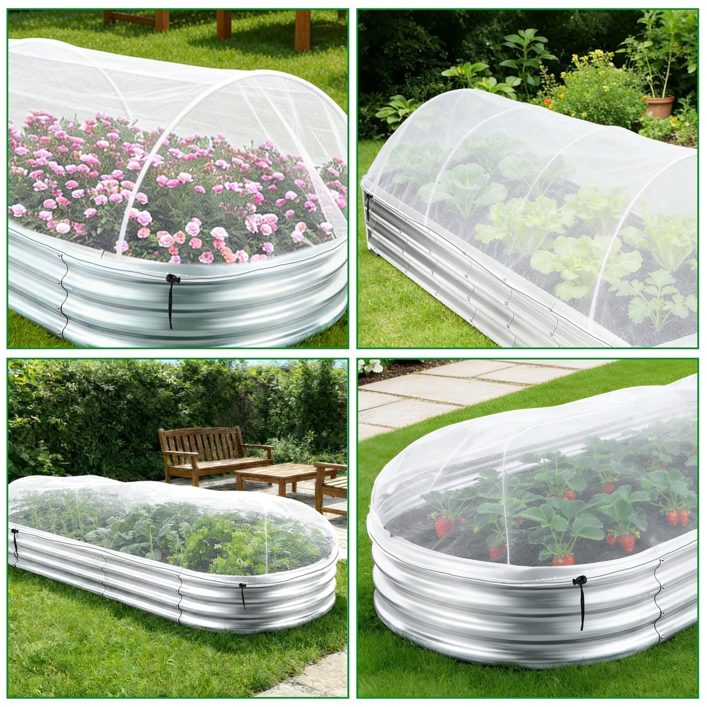 2 Pack Garden Netting for Raised Beds, 6x3 Ft Raised Bed Plant Covers for Garden Protection, Fine Mesh Bird Netting Pest Barrier Screen with Drawstring for Protecting Vegetables Fruits Crops