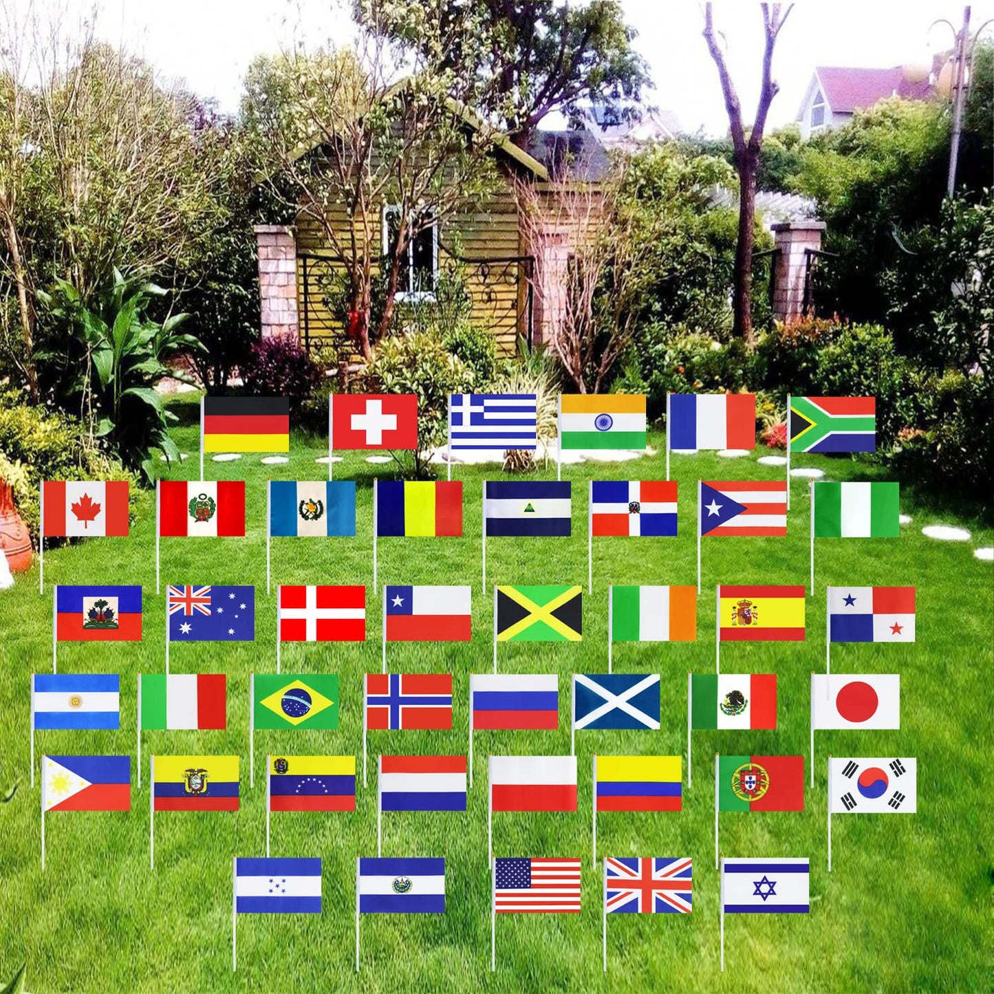 WXTWK 50 Pack Countries Flag World National Table Flag Small Mini Country Desk Flags With Stand Base,For Country Cup Sports Events Grand Opening Party Festival Decorations
