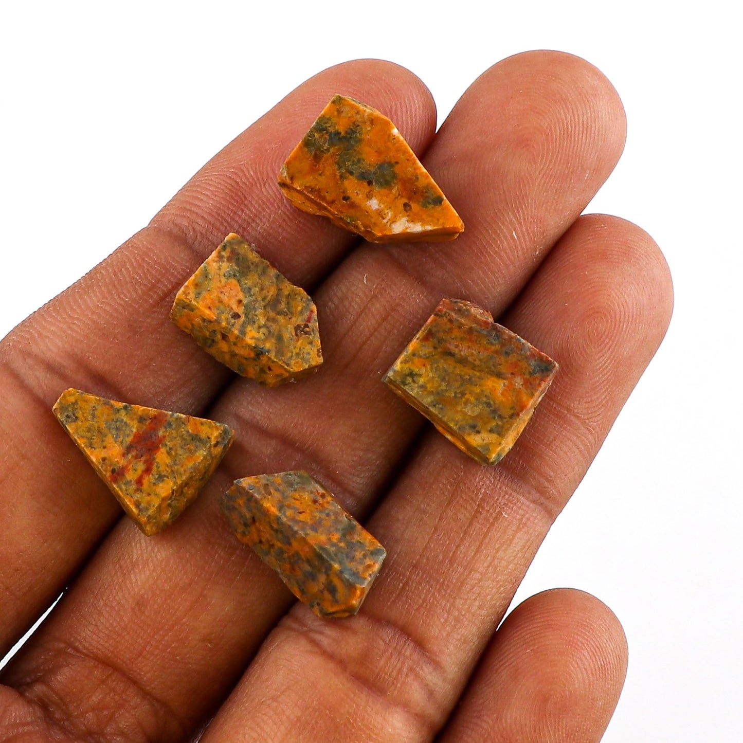 CRYSTALINES 5pcs Wholesale Natural Raw Leopard Skin Jasper Gemstone, Untreated Rough Stone, Bulk Loose Supplies, DIY Crafts, Jewelry Making, Healing Crystals, Wire Wrap, Gem Collection, AAA Grade