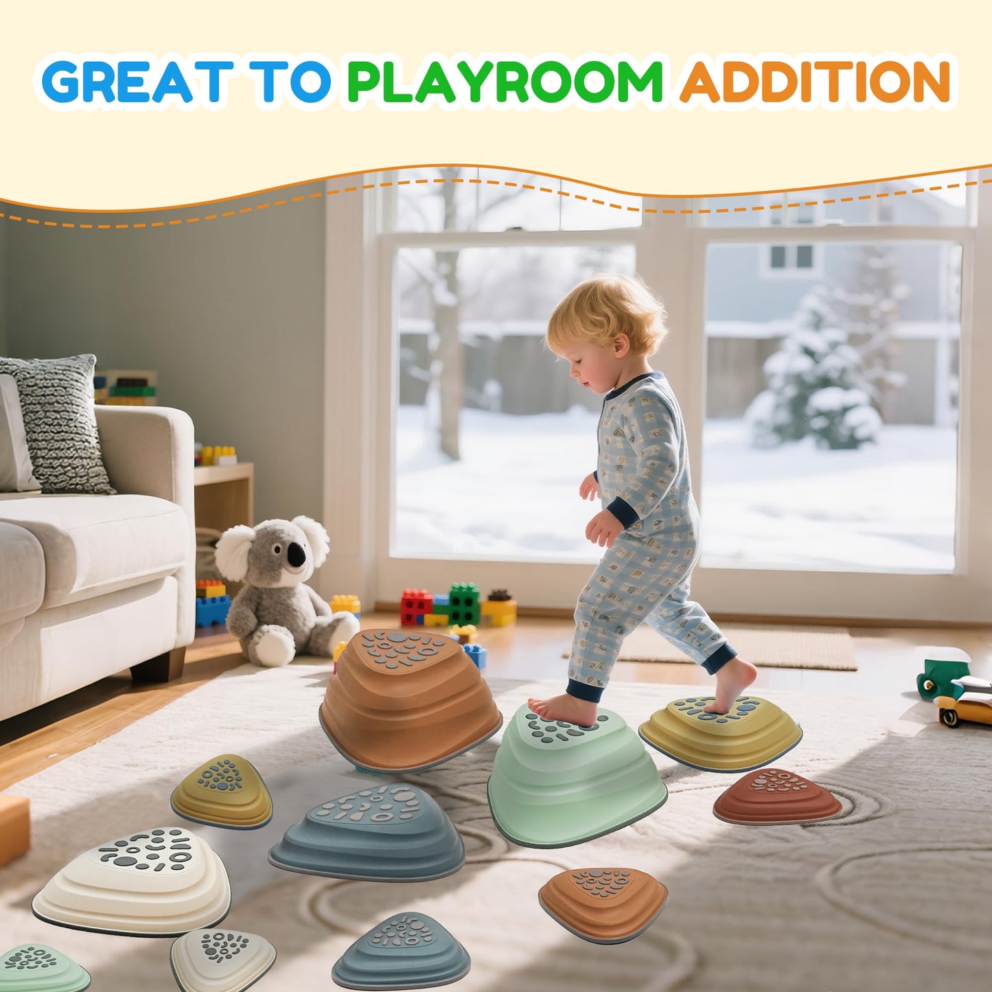 LilStones Kids Balance Stepping Stones Triangular 11PCS Non-Slip Toddler Stepping Stones for Ages 3-8 Years β Durable & Fully Rounded Edges