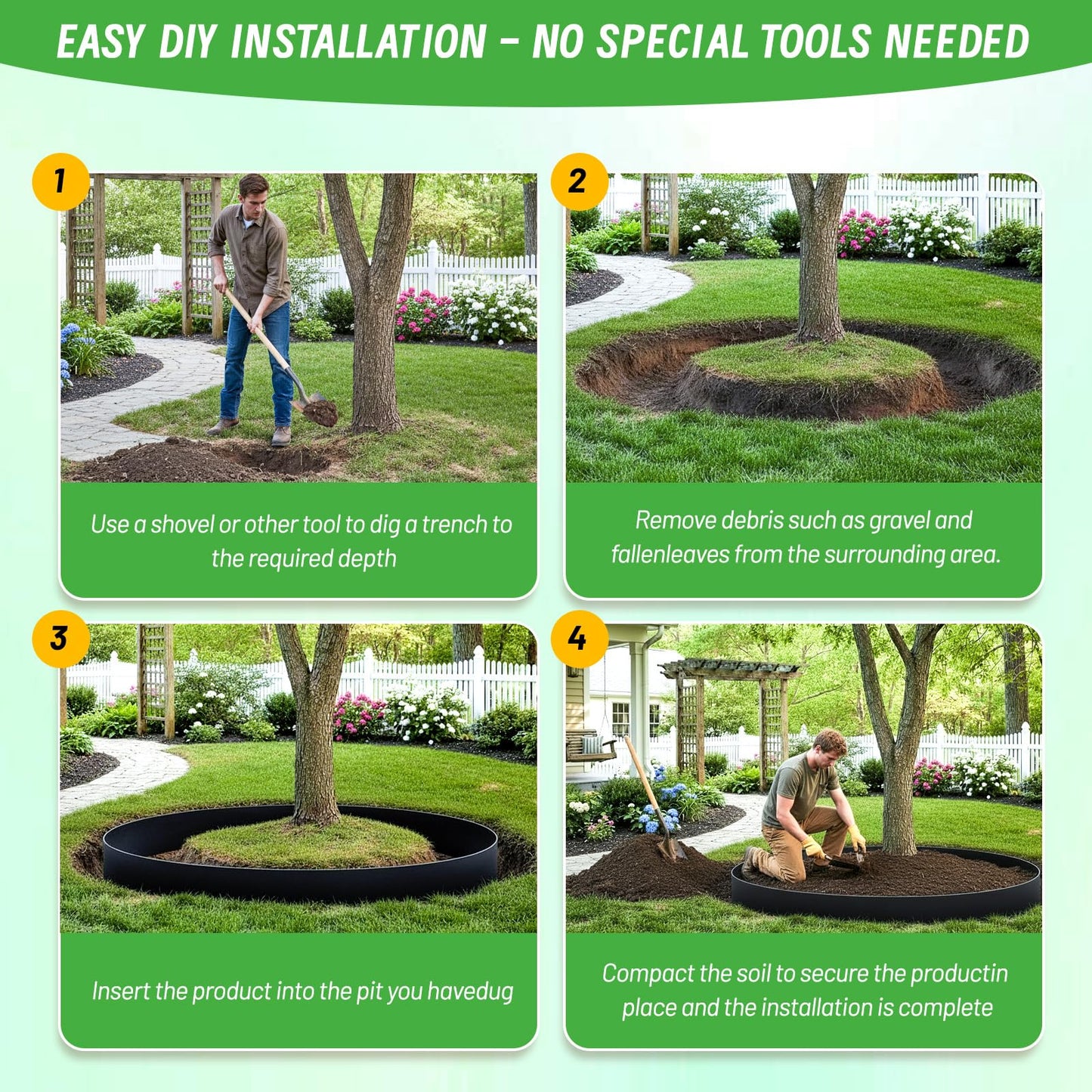 Convivium Tree Root Barrier Roll, 60mil Recycled HDPE Root & Bamboo Barrier for Landscaping, Heavy-Duty Root Blocker for Sidewalks, Driveways & Garden Edging (17in x 50ft x 60mil)