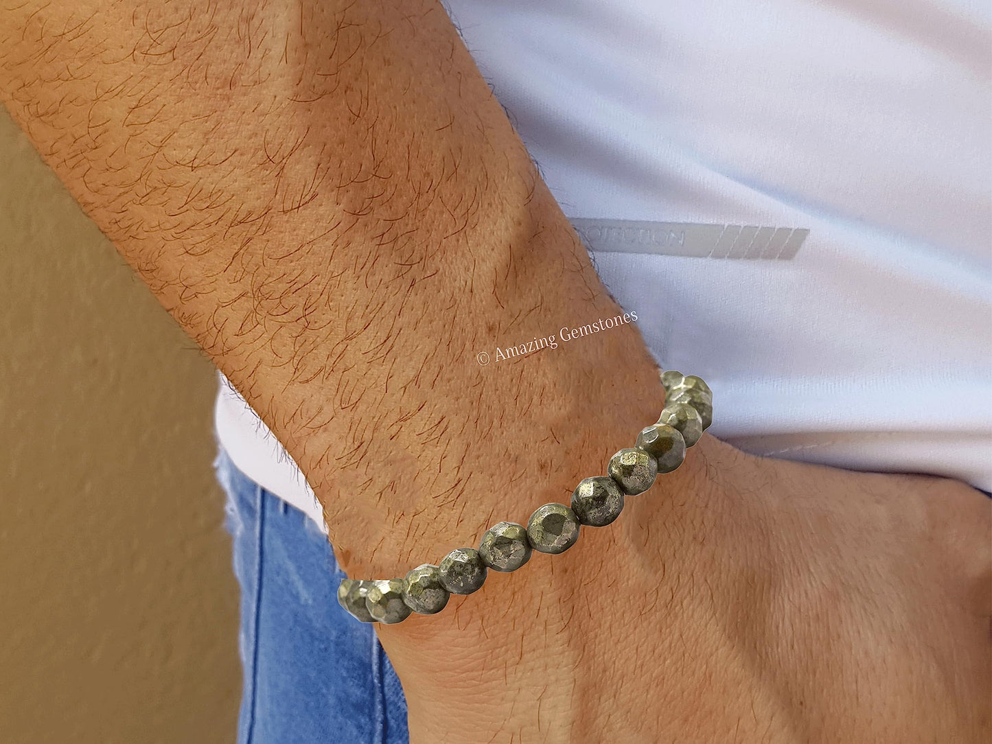 Amazing Gemstone Pyrite Bracelet for Women - Chakra Mens Bracelet Protection Crystals and Healing Stones - Blessing Bracelet Spiritual Meditation Gift Christmas Stocking