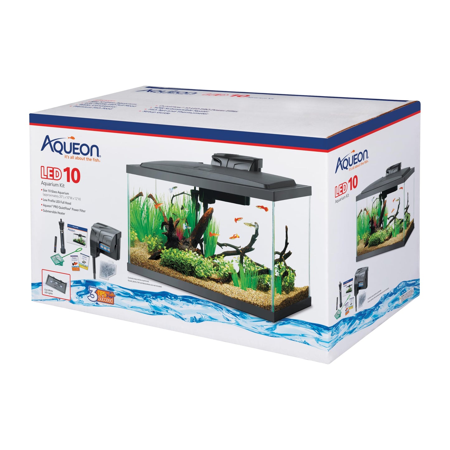 Aqueon Aquarium Fish Tank Starter Kit with LED Lighting 10 Gallon Fish Tank