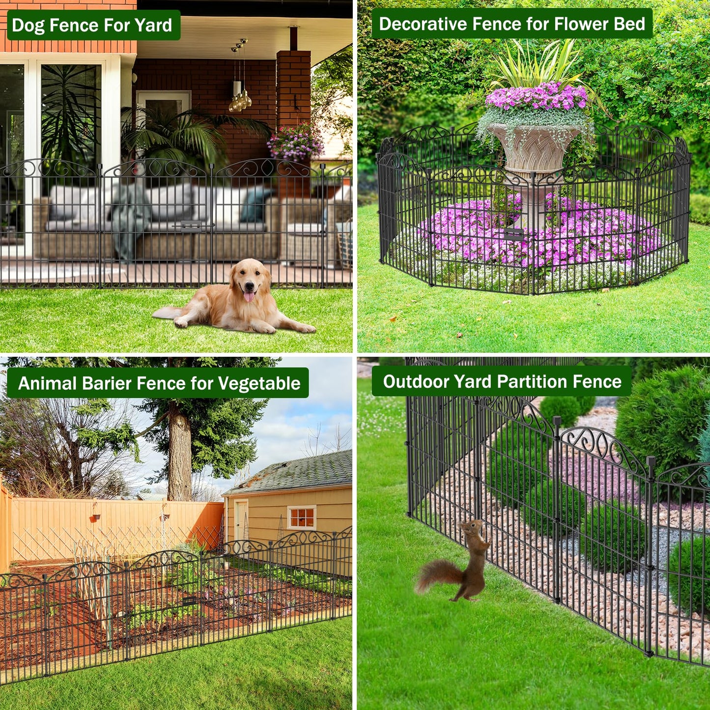Garden Fence 12 Panel with Gate - 30in H x 23.6ft L, No Dig Rustproof Metal Tall Animal Barrier for Dogs Rabbits, Decorative Outdoor Border for Yard, Patio, and Flower Beds