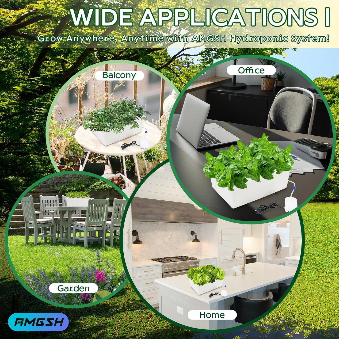 AMGSH Hydroponics Growing System Kit with Air Pump, Bubble Stone, 12-Hole Indoor Hydroponic System Grow Box, Indoor Gardening System & Hydroponic Kit Vegetable & Herb Garden Starter Kit