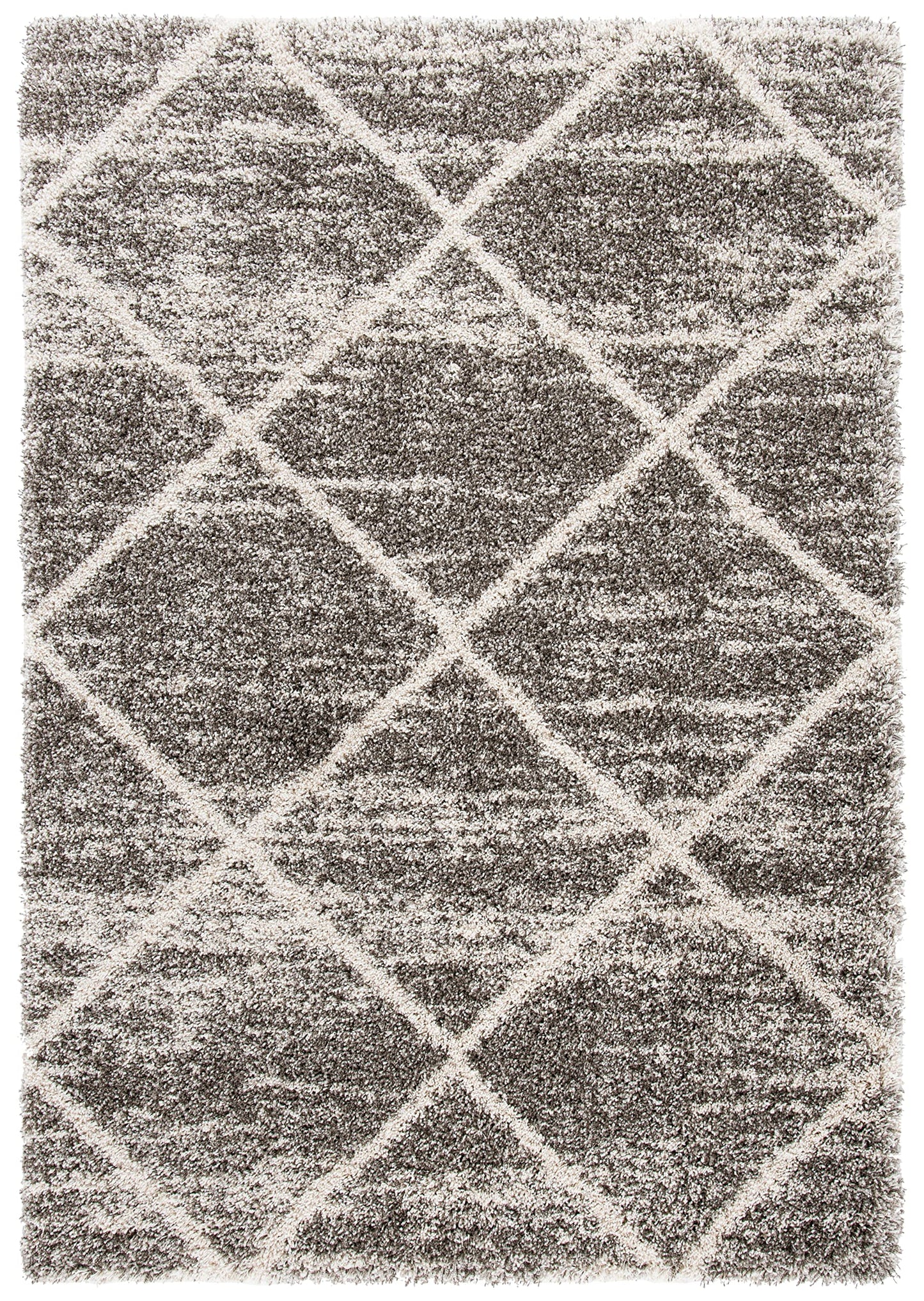 SAFAVIEH Hudson Shag Collection Accent Rug - 4' x 6', Distressed Grey & Ivory, Non-Shedding & Easy Care, 2-inch Thick Ideal for High Traffic Areas in Entryway, Living Room, Bedroom (SGH281K)