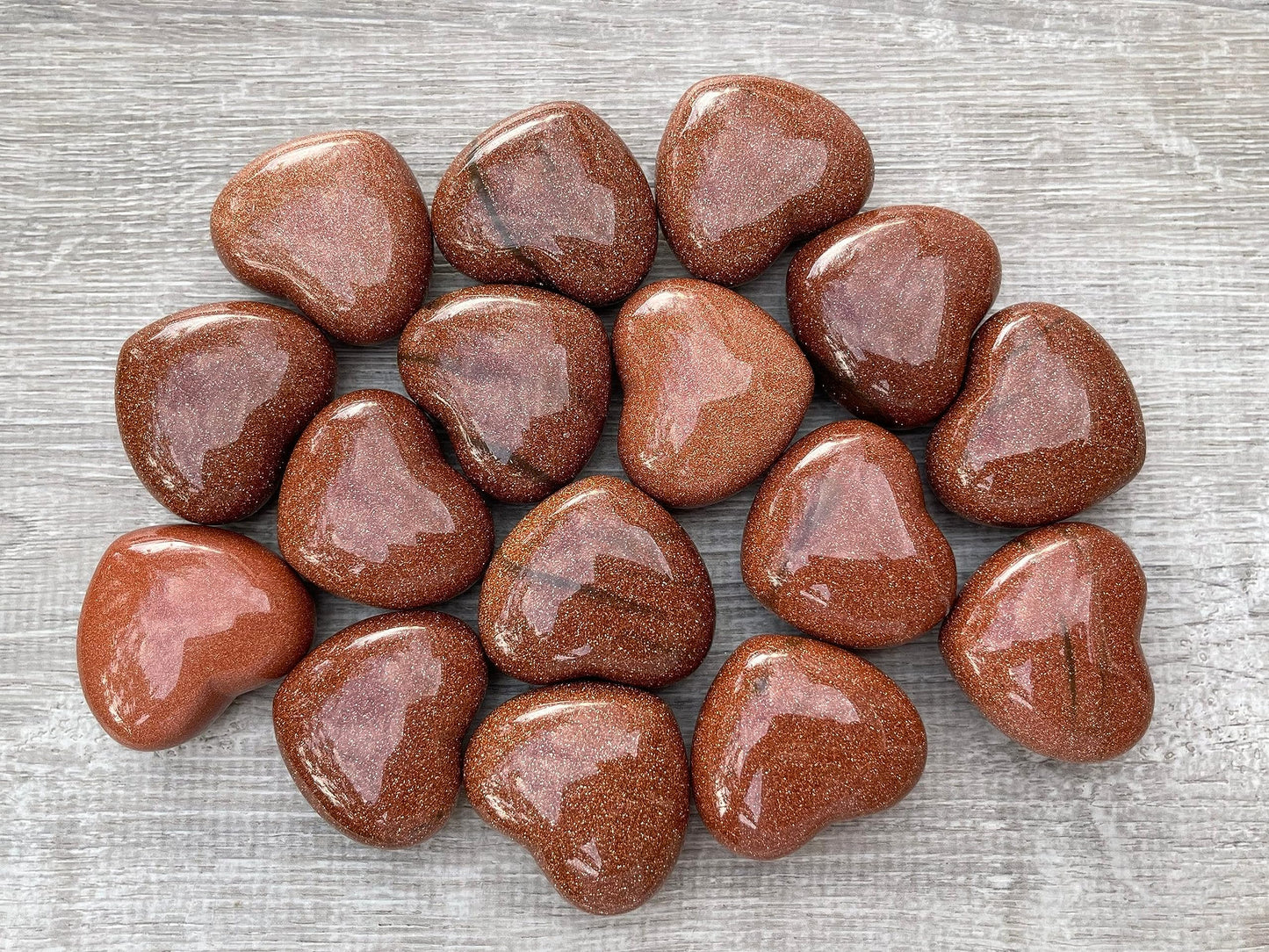 GAF TREASURES Red Goldstone Gemstone Hearts, Polished Red Goldstone Puffy Hearts, Red Goldstone Crystal Palm Stone, Red Goldstone Healing Crystal Hearts (1 Heart)