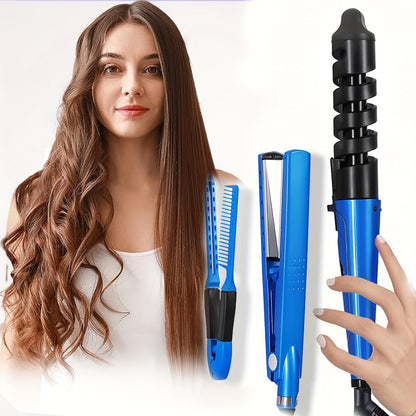 3pcs/1pc Professional Hair Styling Kit, Hair Straightener, Curling Iron with Flat Iron, V-Shaped Hair Brush for Salon, Travel, Home Use, Delicate And Lightweight for All Hair Types, Hair Tools, Holiday Gifts