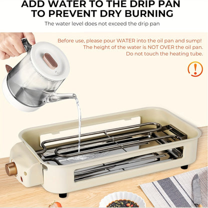 Smokeless Electric Grill, Frying And Grilling Electric Grill with Removable Non-stick Tray And Grill Rack, with 3 Mini Pans, Home Grill, Adjustable Temperature, Indoor Grilling, Kitchen Utensils, Stainless Steel