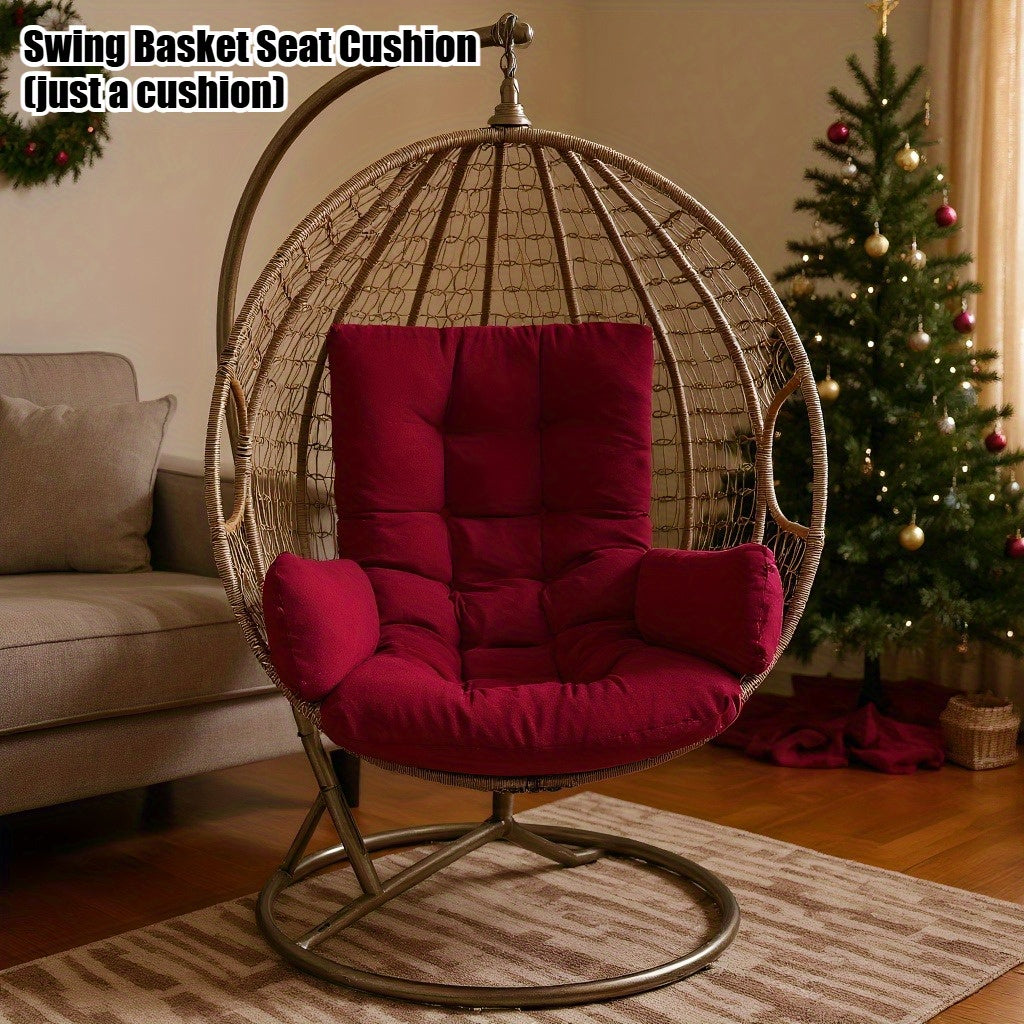 Bohemian Swing Chair Cushion with Removable Cover - Heavy-Duty All-Weather Indoor/Outdoor Seat Pad, Dark Grey/Light Grey, Soft Padding for Hanging Chairs, Balcony, Garden, Patio Furniture (Compatible with Hammocks, Pillows Not
