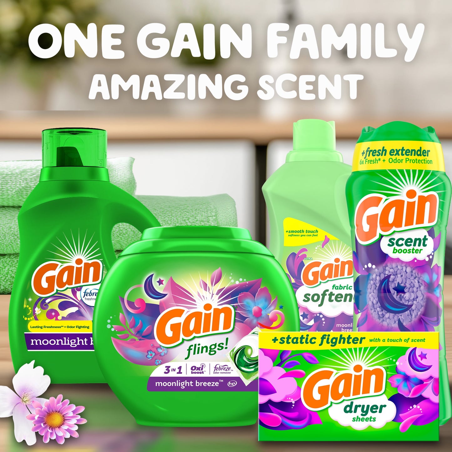 Gain Fireworks In-Wash Scent Booster Laundry Beads, Moonlight Breeze Scent, 24 oz