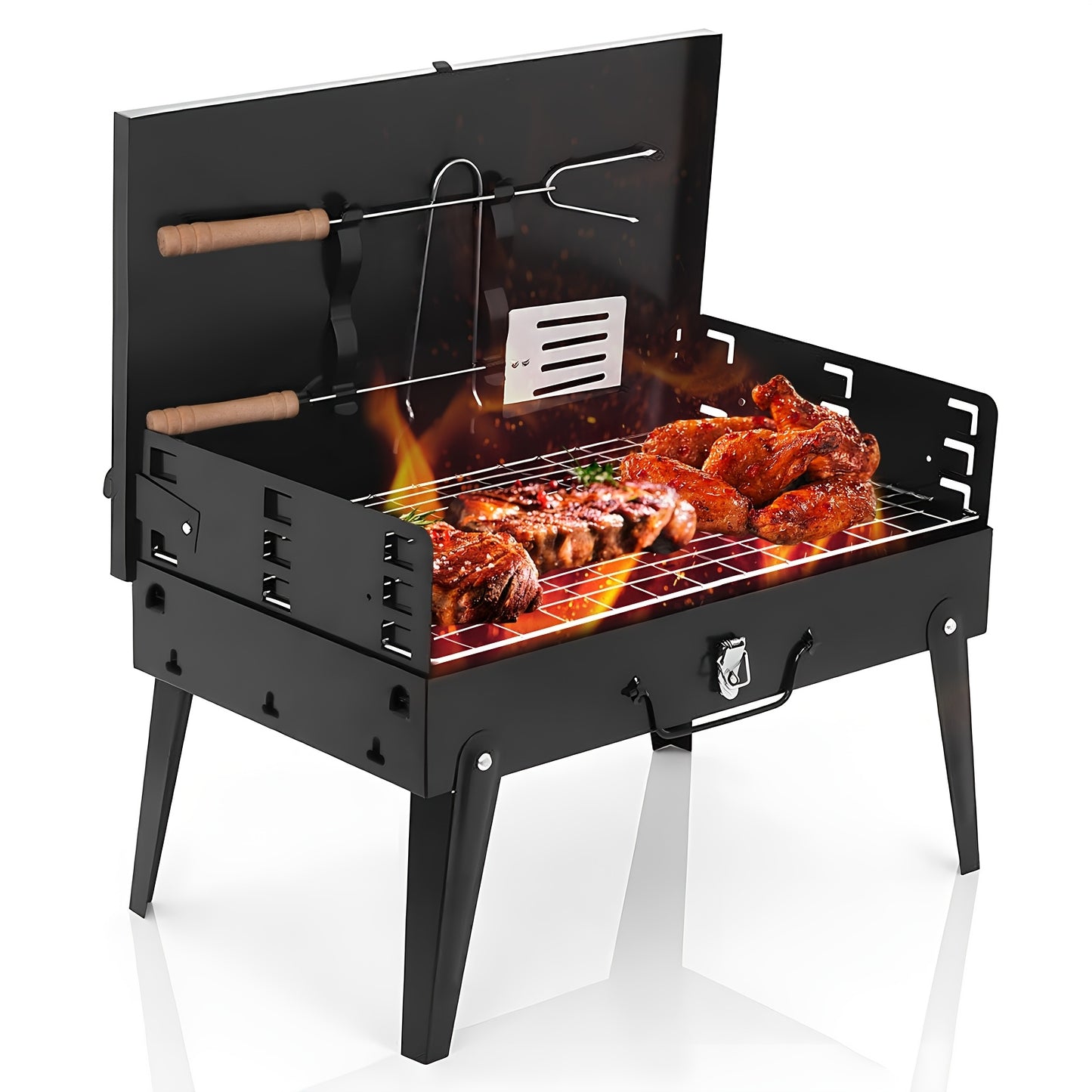 Portable BBQ Charcoal Grill, Compact Folding Barbecue Grill Lightweight Small Grill for Outdoor Cooking, Camping, Hiking, Picnics, Tailgating, Beach, And Backyard Parties
