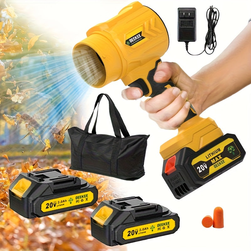 Cordless Turbo Jet Fan & Portable Blower with 2 Batteries - Heavy-Duty Plastic Multi-Speed High-Airflow Fan for Indoor/Outdoor, for Camping, Car Cooling, Lawn Blower - Stepless Speed, Rechargeable (Ideal Christmas Gift)