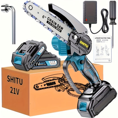 Mini ChainsawCordless, Lightweight & Portable Handheld Electric Tree Cutter with Splash Guard, Security Lock, Optional Rechargeable Battery, And Safe Trimming for Quick Cutting Of Tree Branches, Courtyard, Household, And Garden, Gifts for Man.pruning