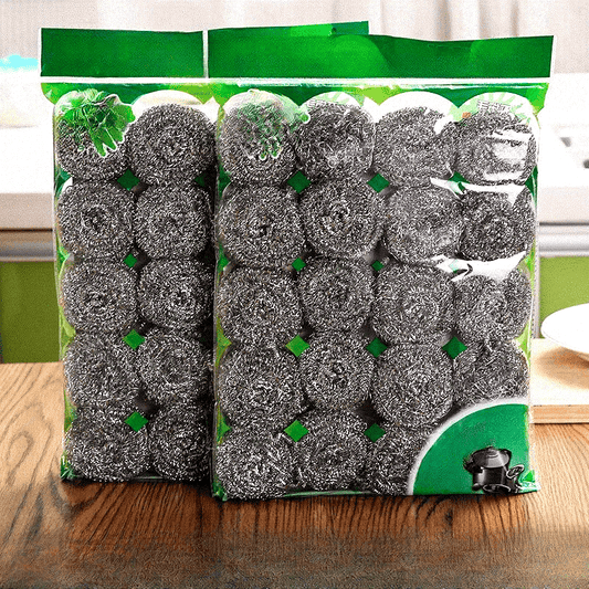 A Pack of 10 Stainless Steel Wire Balls, Copper Wire Cleaning Brushes, Commercial Kitchen Floor and Toilet Cleaner, Industrial Cleaning Tools