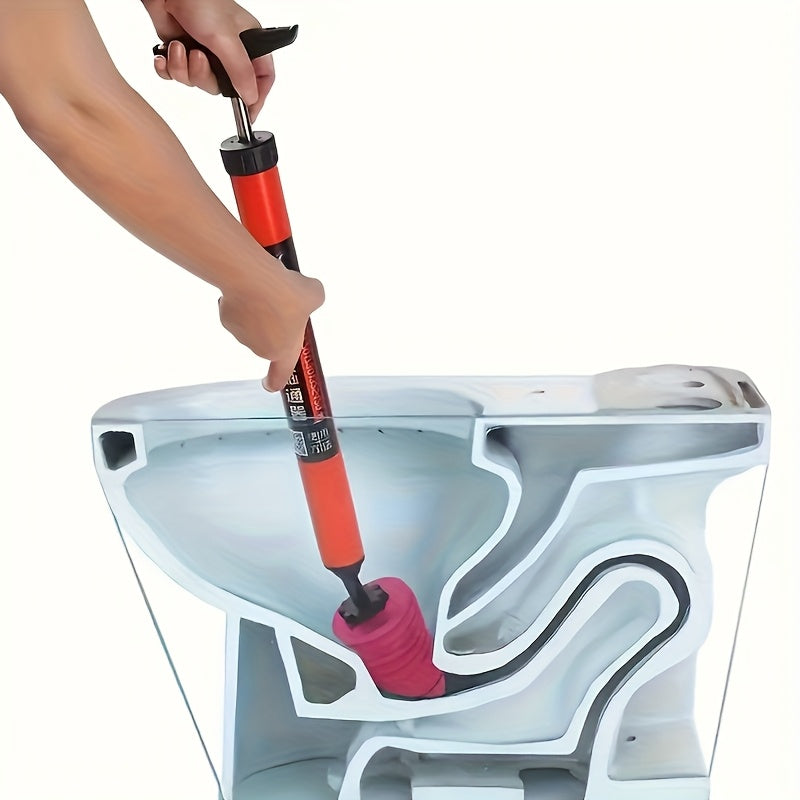 Heavy-Duty Air Pressure Toilet Drain Cleaner, Designed to Unclog Pipes, Featuring a Toilet Suction Cup And Effective for Sinks And Showers, with an Ergonomic Handle for Ease of Use.