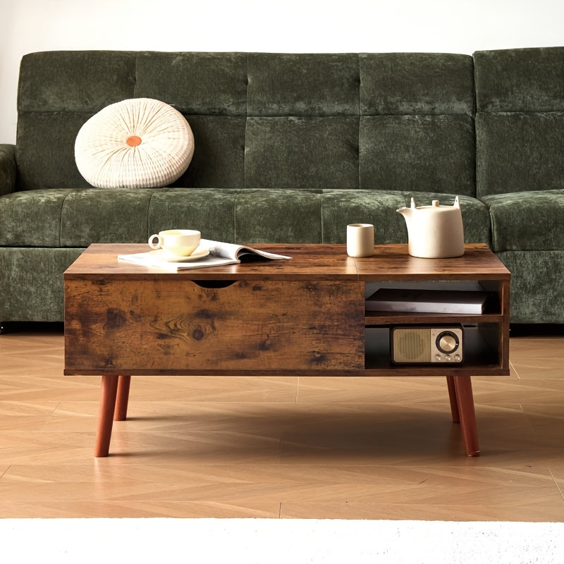 [Hidden Coffee Table] Elevating Coffee Table With Hidden Compartments | Suitable For Living Rooms, Offices, And Apartments, Dining Table With Open Compartments