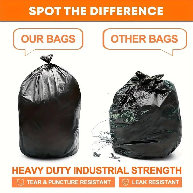Heavy-Duty Trash Bags with a Capacity of 55-60 Gallons, Designed to Resist Tearing. Available in Packs of 50, 100, Or 150, These Black Bags Are Perfect for Gardening Tasks And Outdoor Activities. They Are Suitable for Both Residential And Commercial