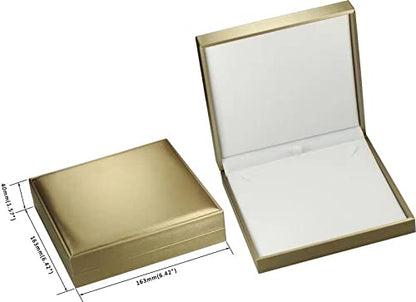 The Jewellery Pak Gold Color Big Necklace Chain Gift Box Luxury Soft Touch PU Leather Material Necklace Storage Box Size 6.42"(W)*6.42〞(D)*1.57〞(H)