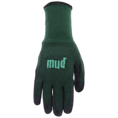 MUD Bamboo Flex Garden Gloves, Moisture-Wicking & UV Protection Polyurethane/Nitrile Coated, Enhanced Grip, Puncture Resistant, Green/Black, Large (SM7197G/LXL)