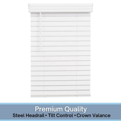 Lotus & Windoware Cordless, 2 Inch Faux Wood Blind, 35" Wide x 60" Long, Window Blinds, Blinds & Shades, Blinds for Indoor Windows, Smooth, Bright White - 35" x 60",Bright White