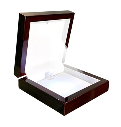 Necklace Box with LED Light – Small Jewelry Display Case for Bracelet, Earrings, or Chains – Luxury Lighted Wooden Presentation Box for Gifts, DIY Crafts, Mahogany, White Interior