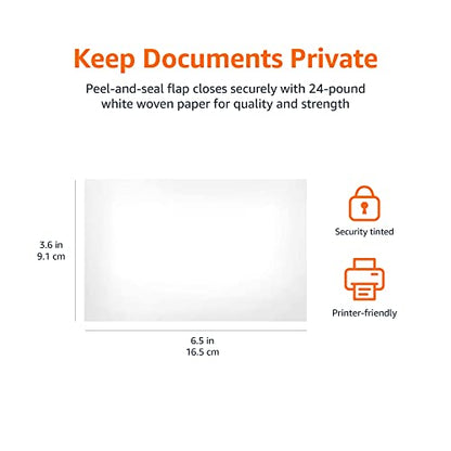 Amazon Basics #6 3/4 Security-Tinted Self-Seal Envelopes for Invoices and Documents, White, 300-Pack
